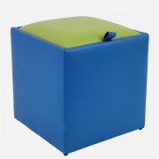 Taburet Box imitatie piele - albastru/verde